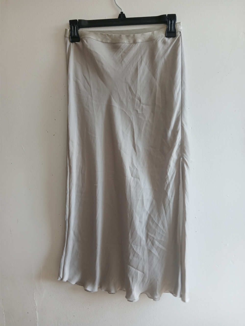 Free People Light Gray Satin Maxi Skirt